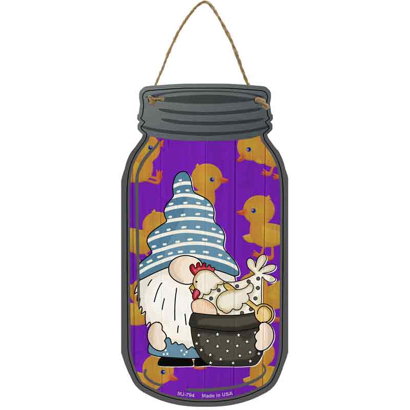 Gnome With Chicken Purple Wholesale Novelty Metal Mason Jar SIGN