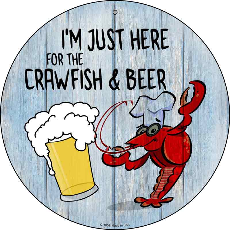 Crawfish and Beer Wholesale Novelty Metal Circle SIGN