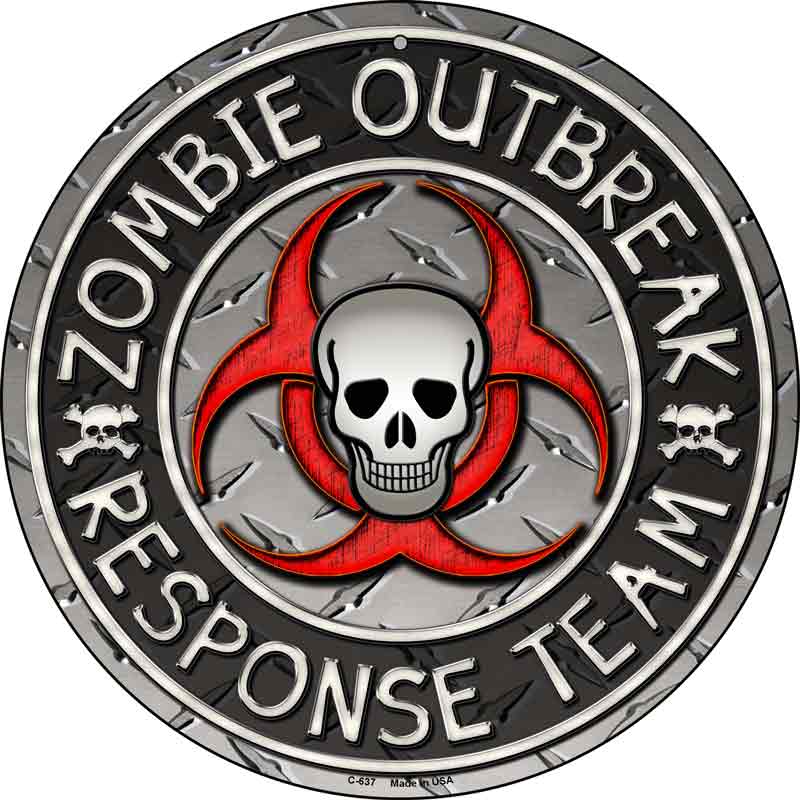 Zombie Outbreak Wholesale Novelty Metal Circular SIGN