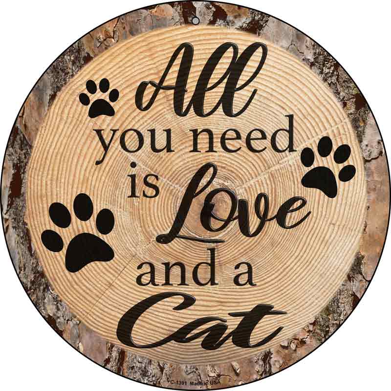 Love and a Cat Wholesale Novelty Metal Circular Sign