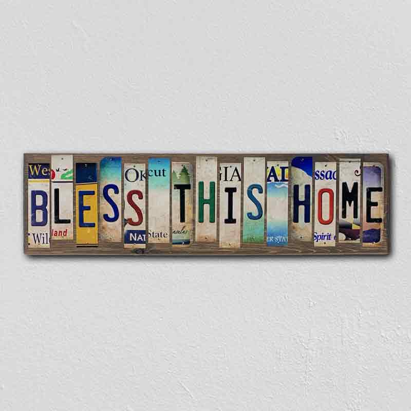 Bless This Home Wholesale Novelty License Plate Strips Wood Sign