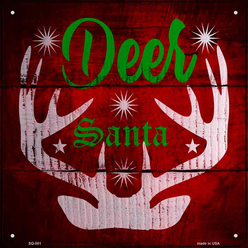 Deer Santa Wholesale Novelty Metal Square Sign