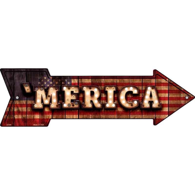 Merica Bulb Lettering Wholesale Novelty Metal Arrow SIGN