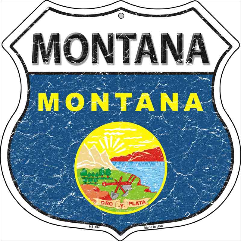 Montana State FLAG Highway Shield Wholesale Metal Sign
