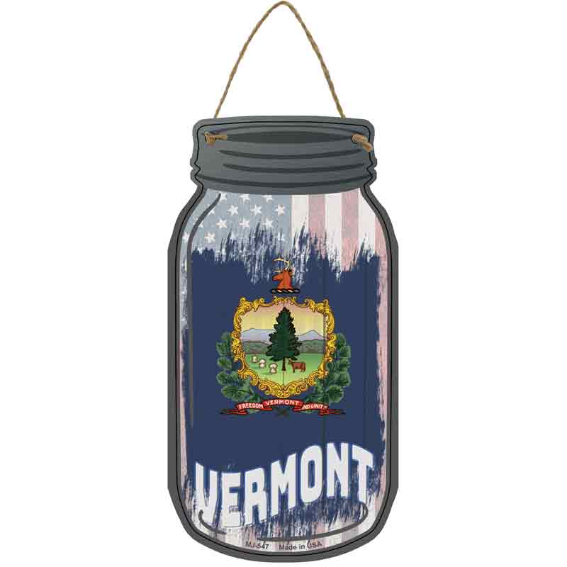 Vermont | USA FLAG Wholesale Novelty Metal Mason Jar Sign