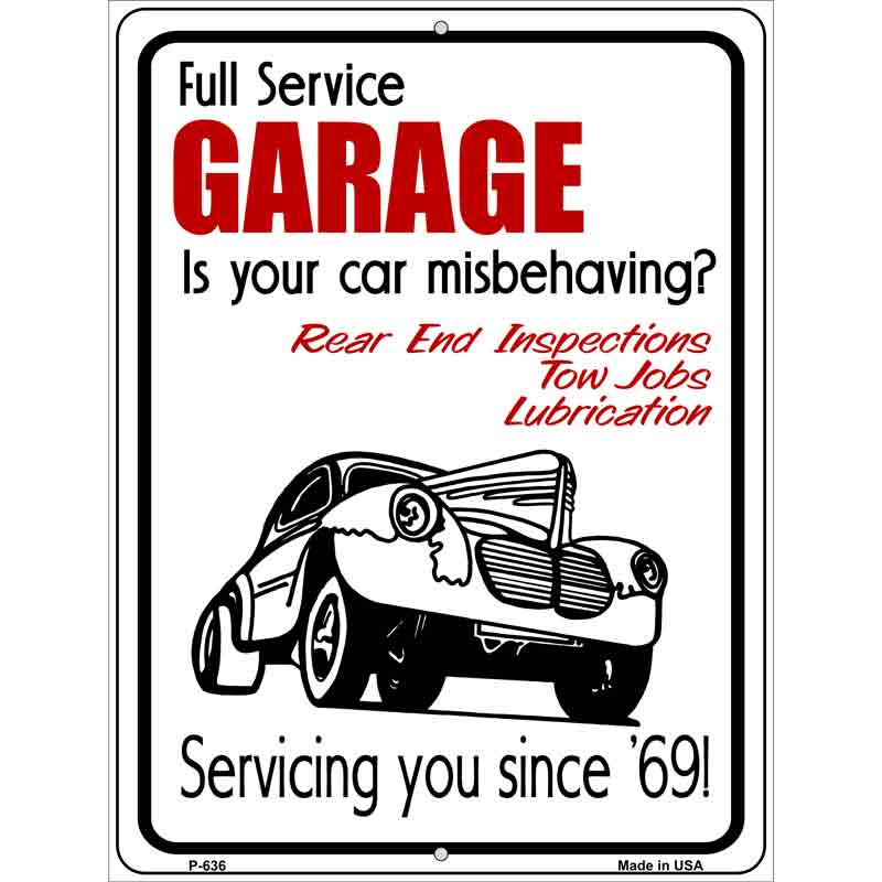 Full Service Garage Wholesale Metal Novelty Parking SIGN