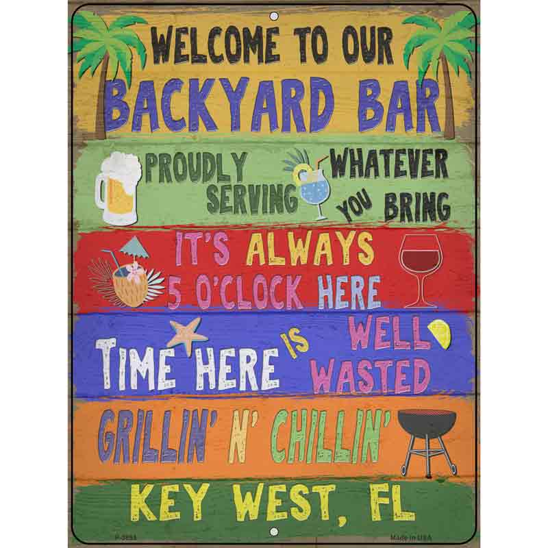 Backyard Bar Key West Wholesale Novelty Metal Parking SIGN