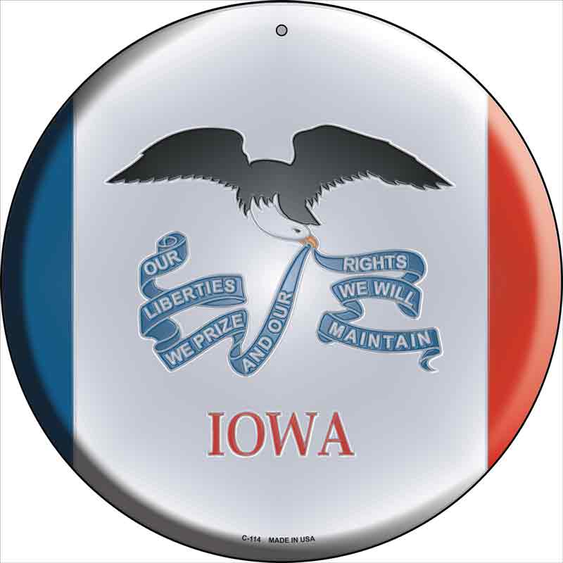 Iowa State FLAG Wholesale Metal Circular Sign