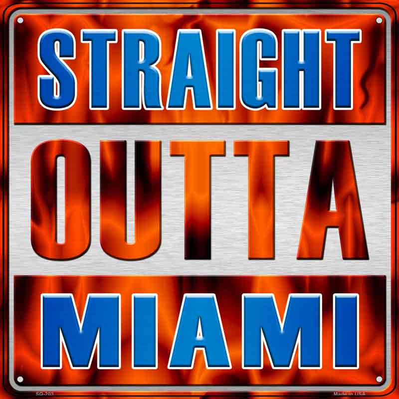 Straight Outta Miami Blue Wholesale Novelty Metal Square Sign