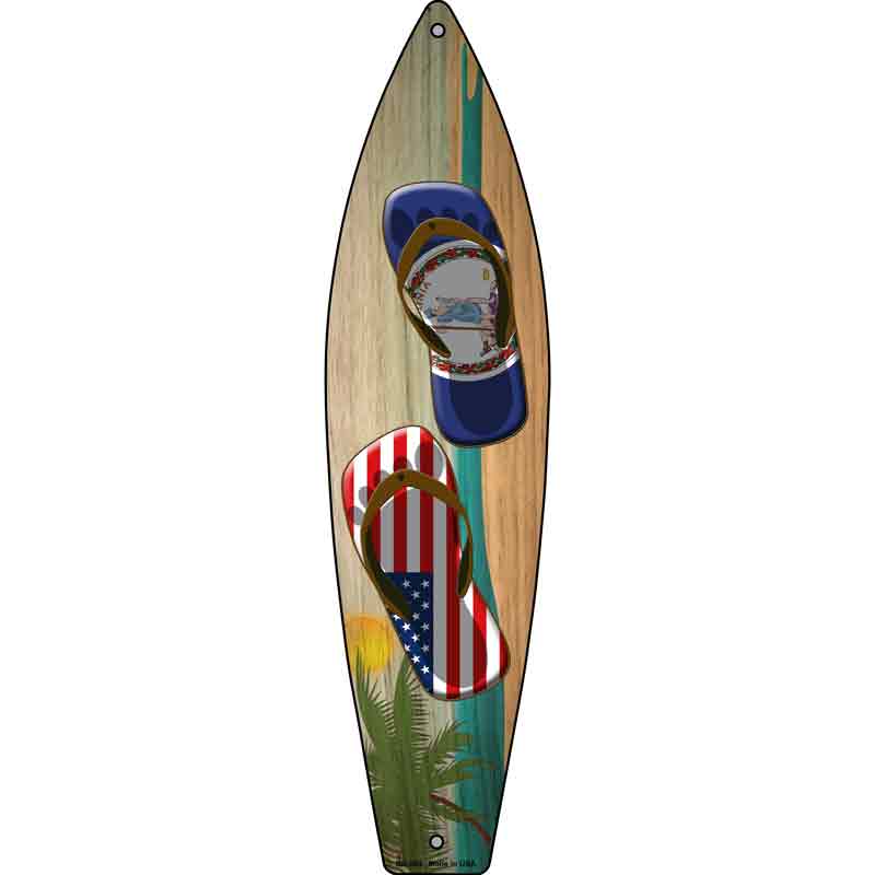 Virginia FLAG and US FLAG Flip Flop Wholesale Novelty Metal Surfboard Sign