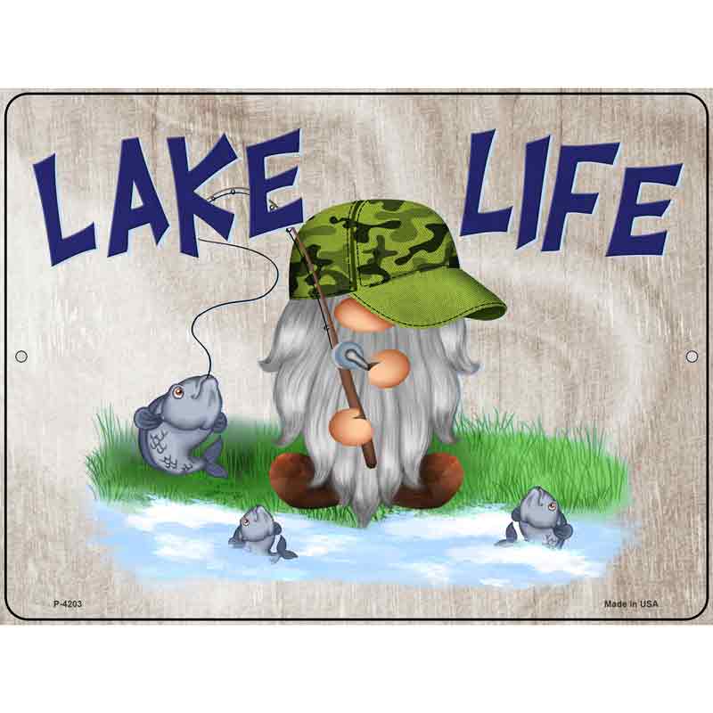 Lake Life Camo Gnome Wholesale Novelty Metal Parking Sign