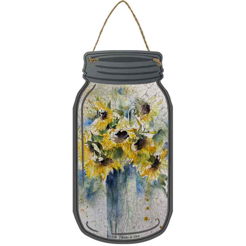 Yellow Sunflower Watercolor Wholesale Novelty Metal Mason Jar SIGN