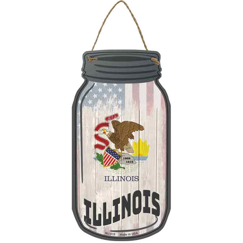 Illinois | USA FLAG Wholesale Novelty Metal Mason Jar Sign