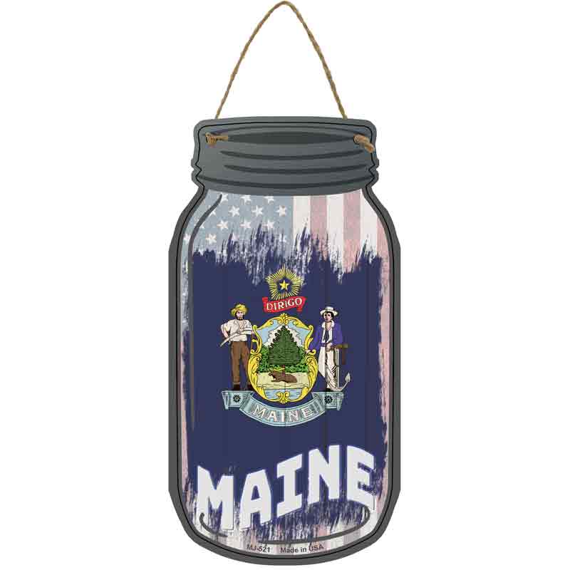 Maine | USA FLAG Wholesale Novelty Metal Mason Jar Sign