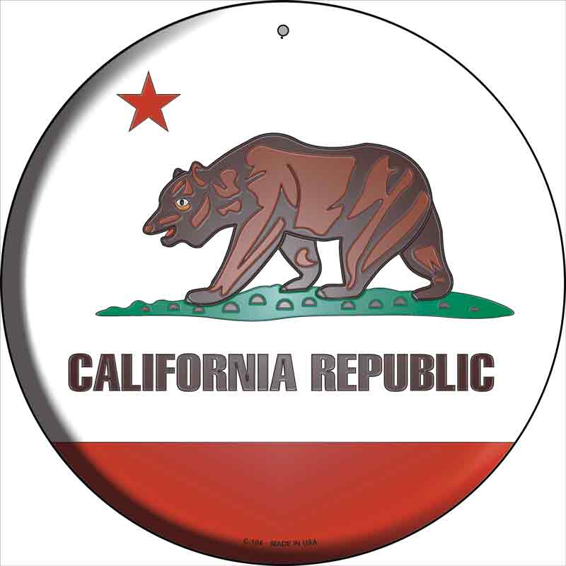 California State FLAG Wholesale Metal Circular Sign