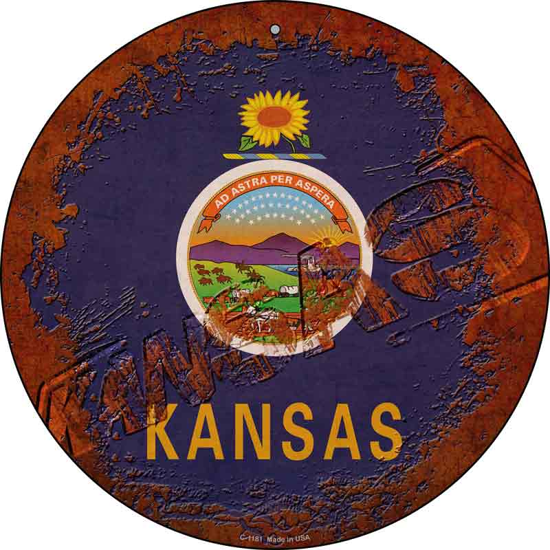 Kansas Rusty Stamped Wholesale Novelty Metal Circular SIGN