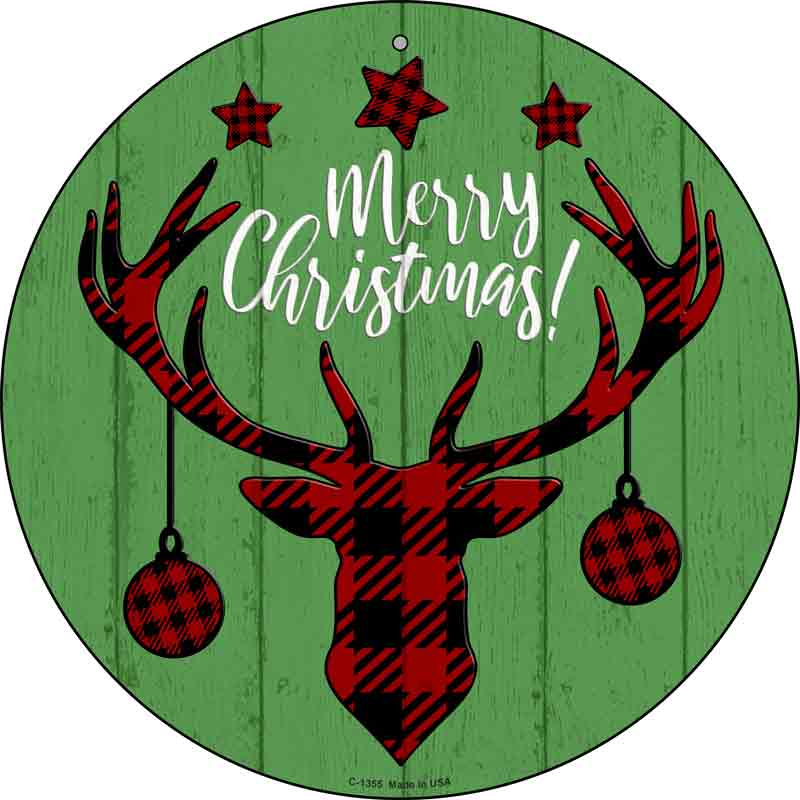 Merry CHRISTMAS Reindeer Wholesale Novelty Metal Circular Sign