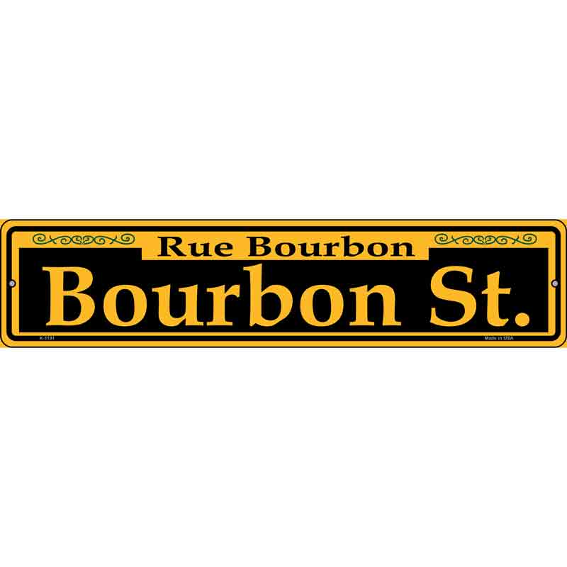 Bourbon St. Yellow Wholesale Novelty Small Metal Street Sign