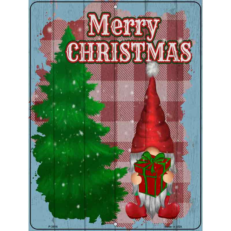 Merry CHRISTMAS Red Gnome Wholesale Novelty Metal Parking Sign