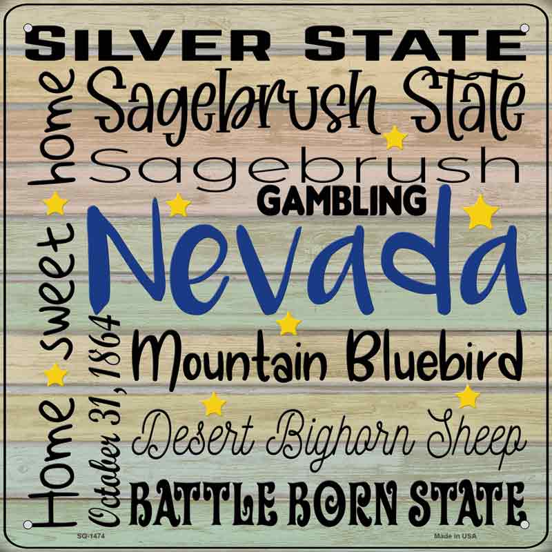 Nevada Motto Wholesale Novelty Metal Square SIGN