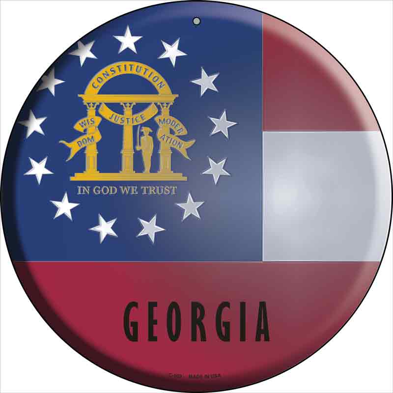 Georgia State FLAG Wholesale Metal Circular Sign