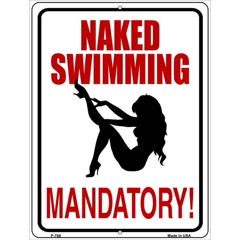 Naked Swimming Mandatory Wholesale Metal Novelty Parking SIGN