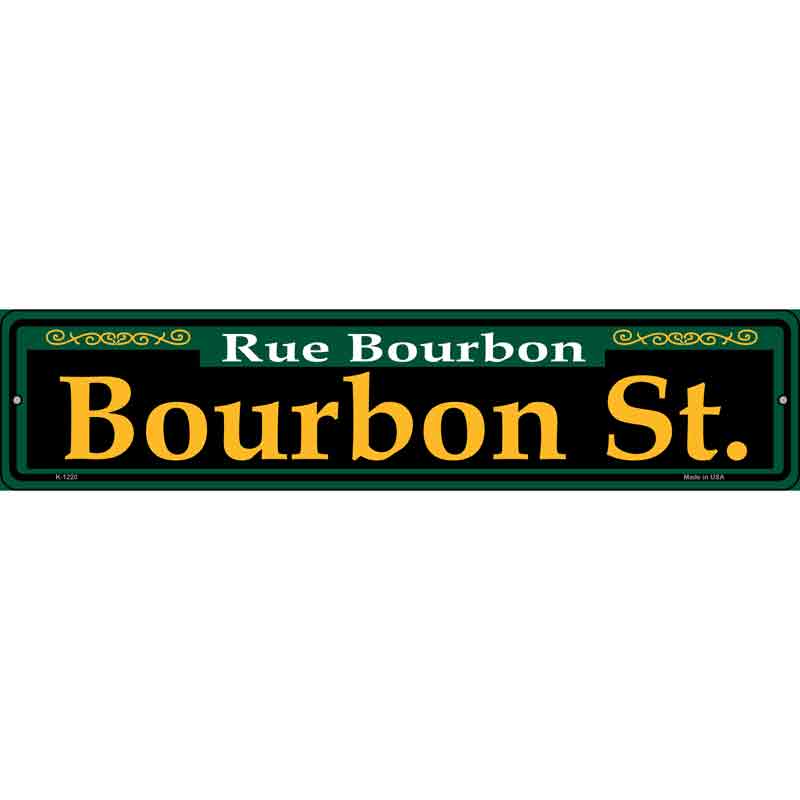 Bourbon St. Green Wholesale Novelty Small Metal Street Sign