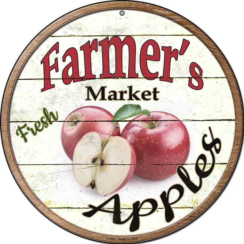 Farmers Market Apples Wholesale Novelty Metal Circular SIGN