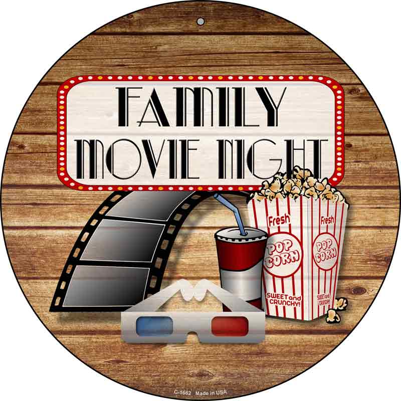 Family Movie Night Wholesale Novelty Metal Circle SIGN
