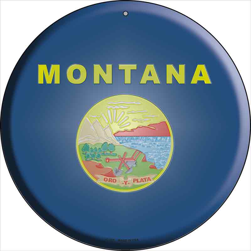 Montana State FLAG Wholesale Metal Circular Sign