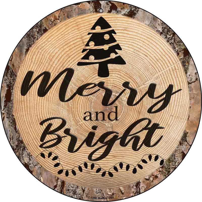 Merry and Bright Wholesale Novelty Metal Circular Sign