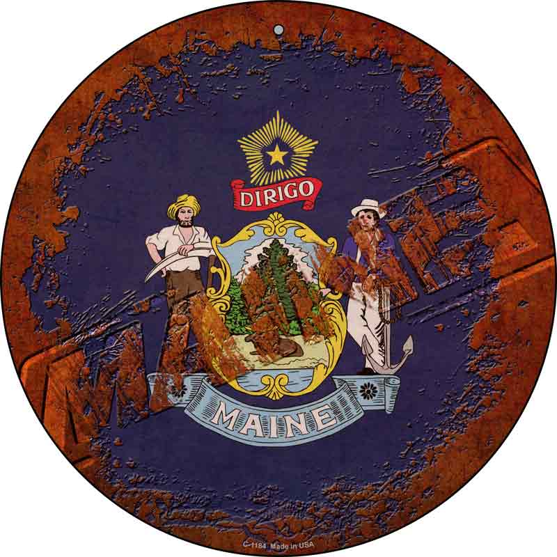 Maine Rusty Stamped Wholesale Novelty Metal Circular SIGN