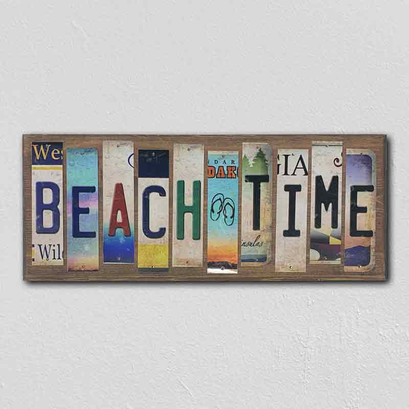 Beach Time Wholesale Novelty License Plate Strips Wood Sign