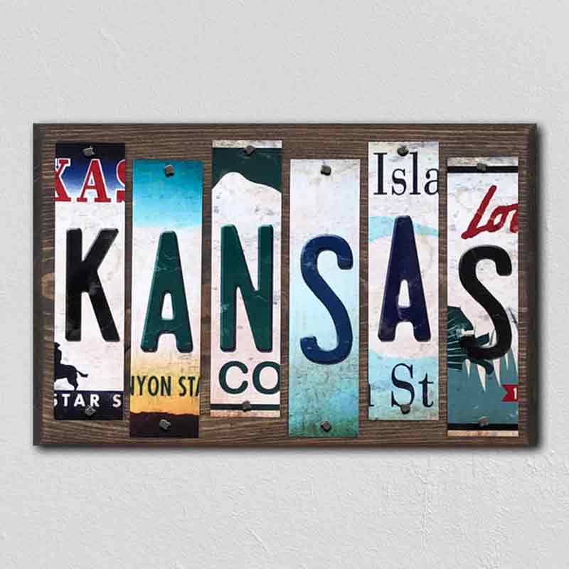 Kansas Wholesale Novelty License Plate Strips Wood Sign