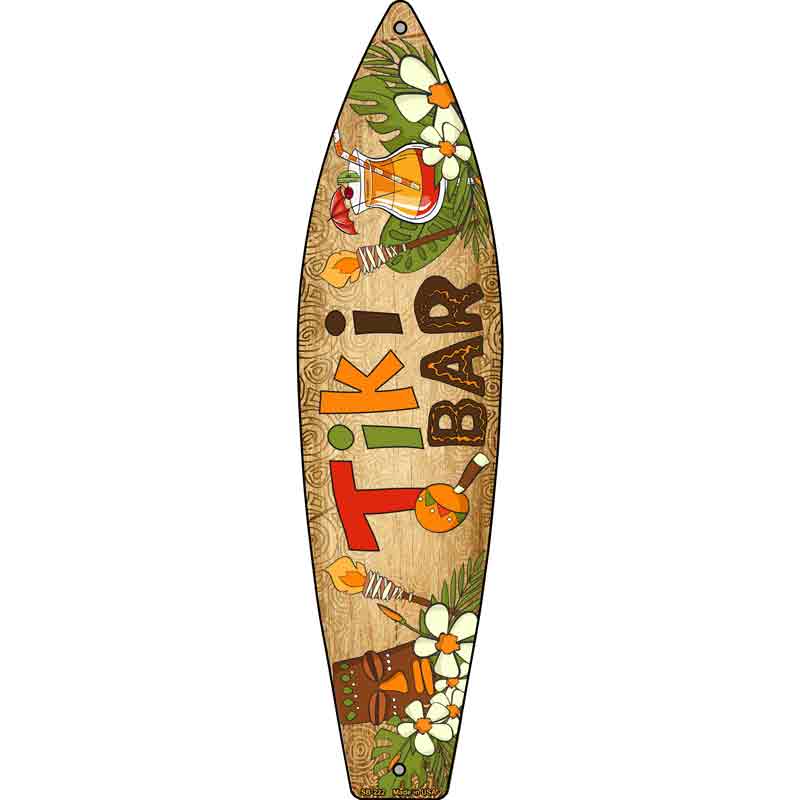 Tiki Bar With Torches Wholesale Novelty Metal Surfboard SIGN