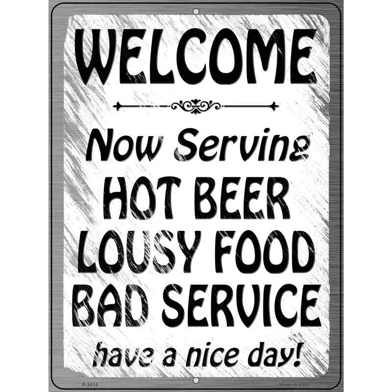 Hot Beer Lousy Food Wholesale Novelty Metal Parking SIGN