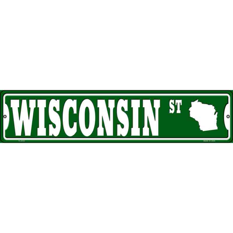 Wisconsin St Silhouette Wholesale Novelty Small Metal Street SIGN