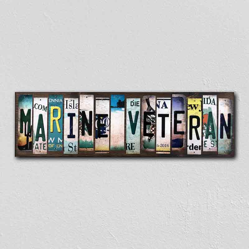 Marine Veteran Wholesale Novelty License Plate Strips Wood SIGN