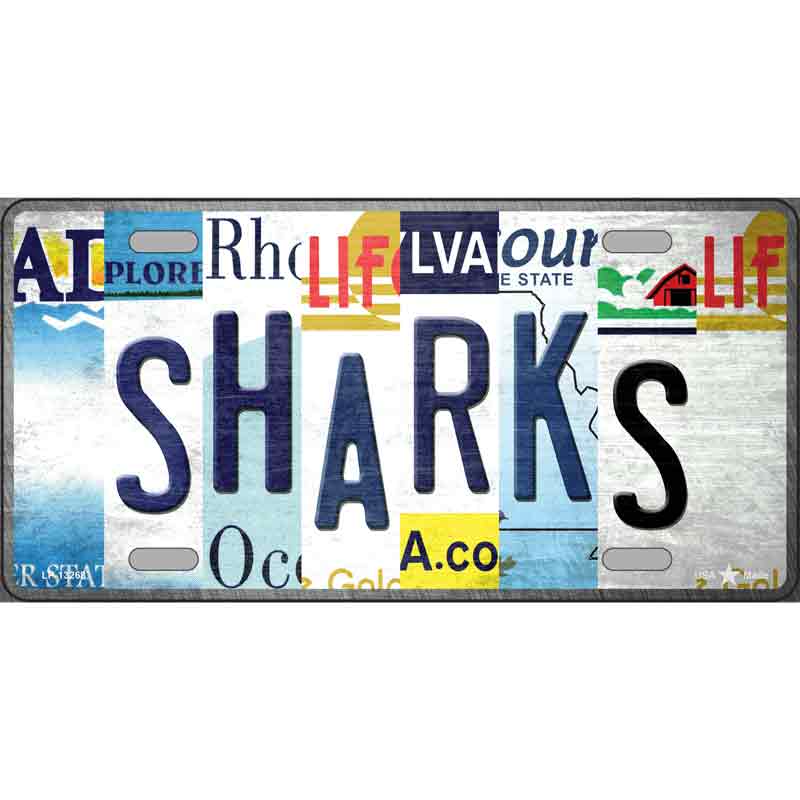 Sharks Strip Art Wholesale Novelty Metal License Plate Tag