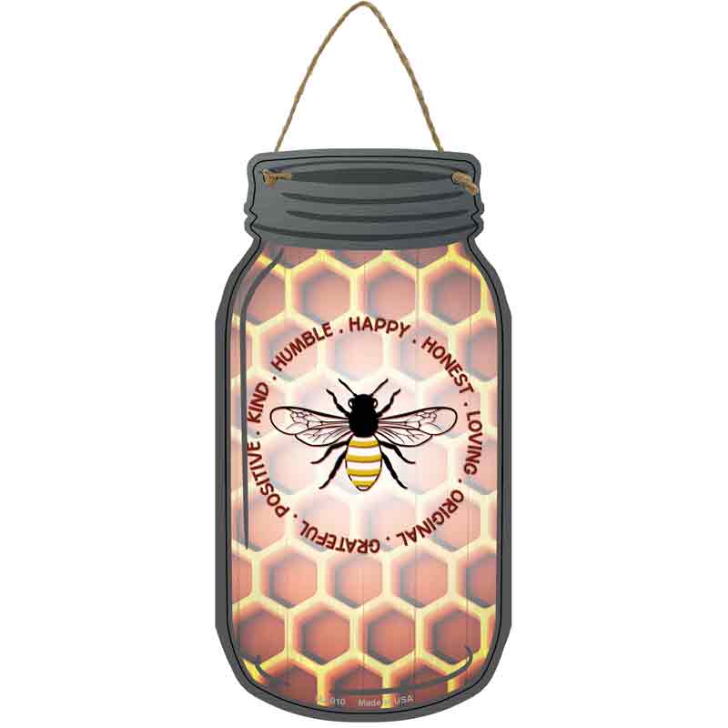 Humble Happy Honest Bee Wholesale Novelty Metal Mason Jar SIGN