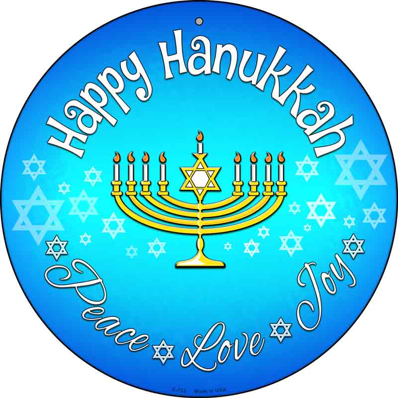 Happy Hanukkah Wholesale Novelty Metal Circular SIGN