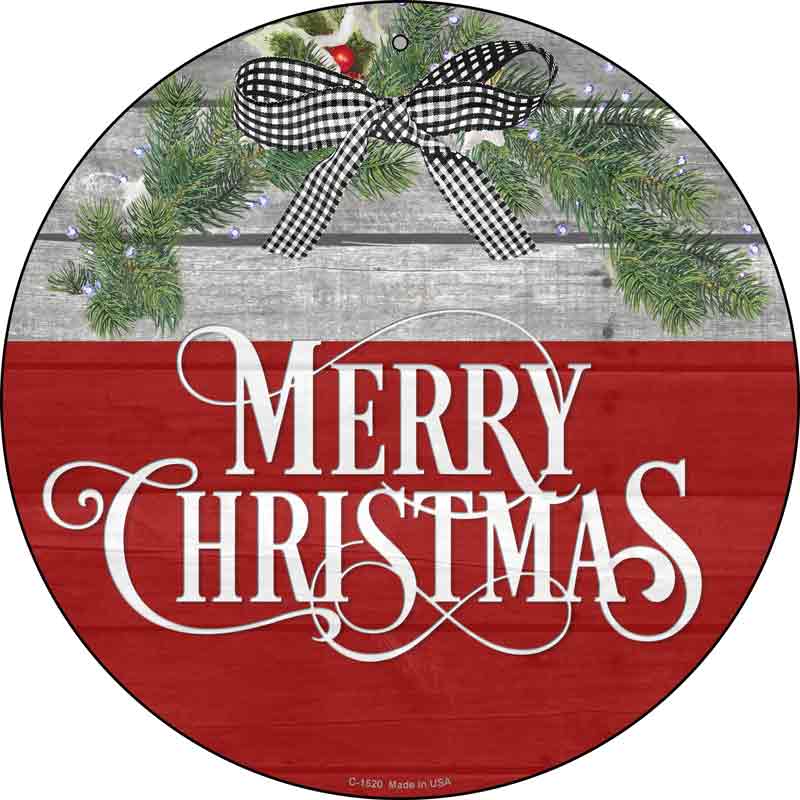 Merry CHRISTMAS Wreath Wholesale Novelty Metal Circle Sign