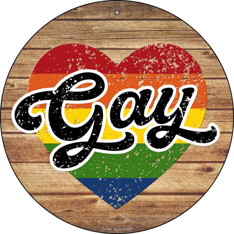 Gay Heart On Wood Wholesale Novelty Metal Circle SIGN