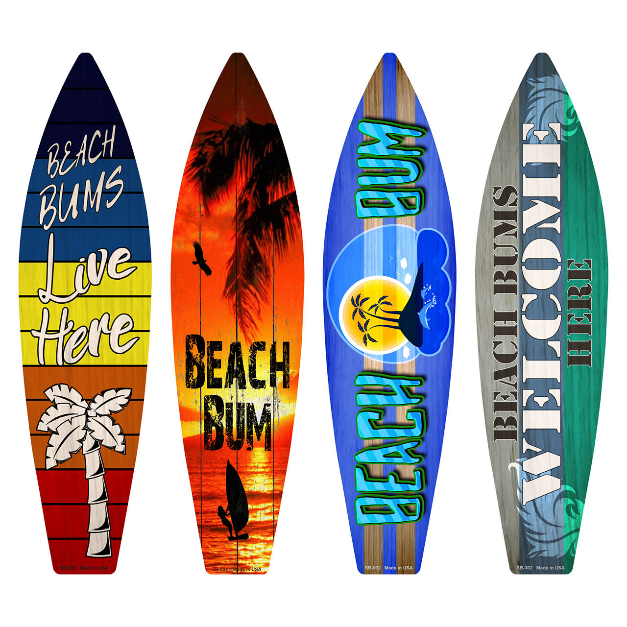Beach Bums Surfboard Set Wholesale Novelty Metal Set of 4 SB-Pack-03