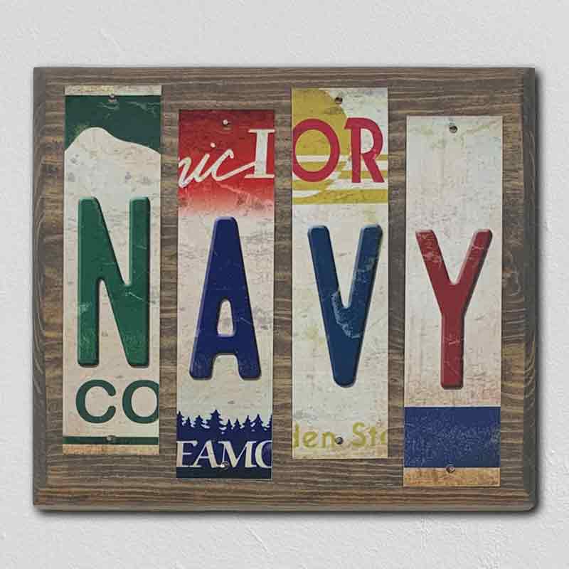 Navy Wholesale Novelty License Plate Strips Wood Sign