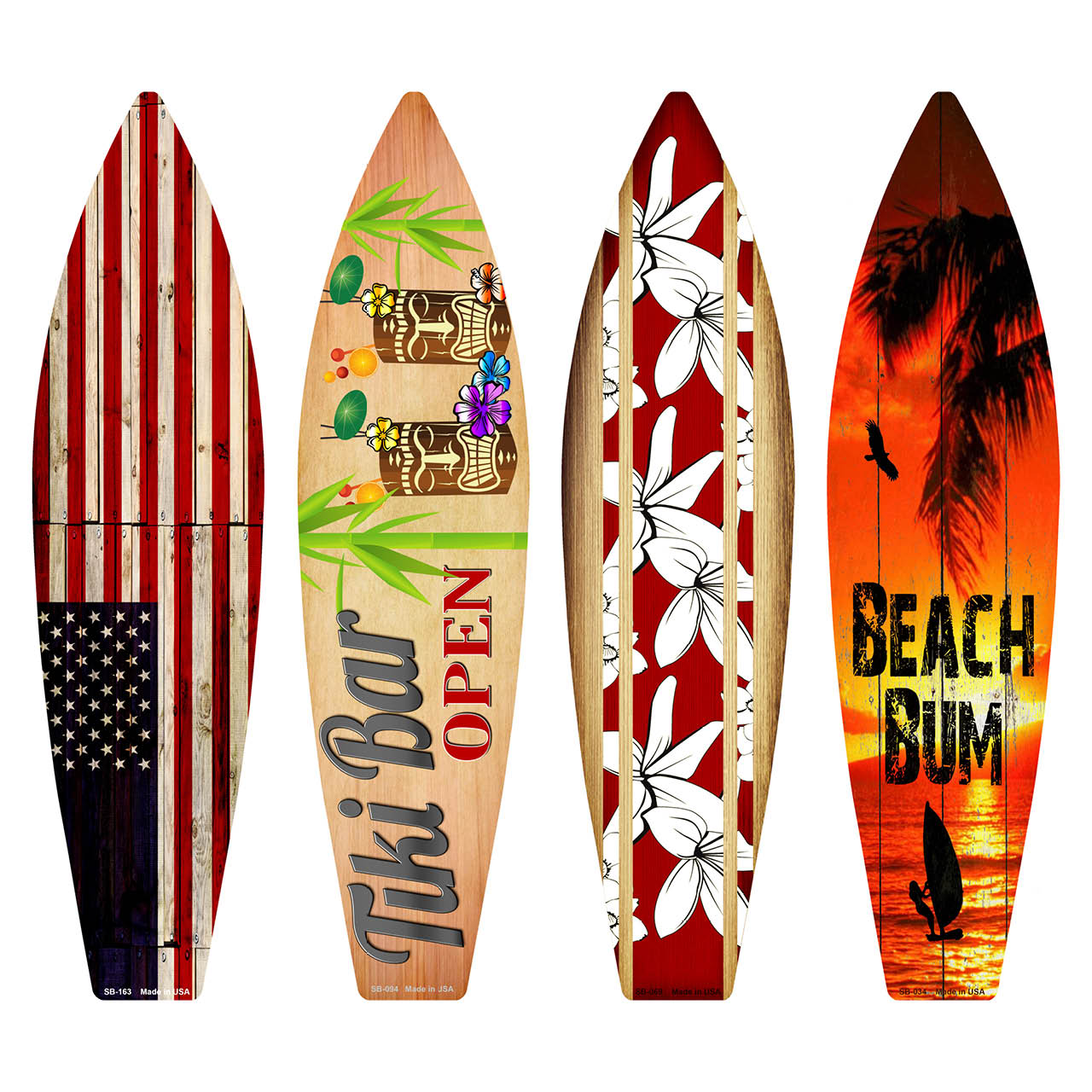 American Beach Bum Surfboard Set Wholesale Novelty Metal Set of 4 SB-Pack-09