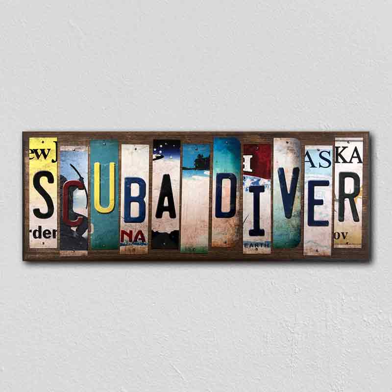 Scuba Diver Wholesale Novelty License Plate Strips Wood Sign