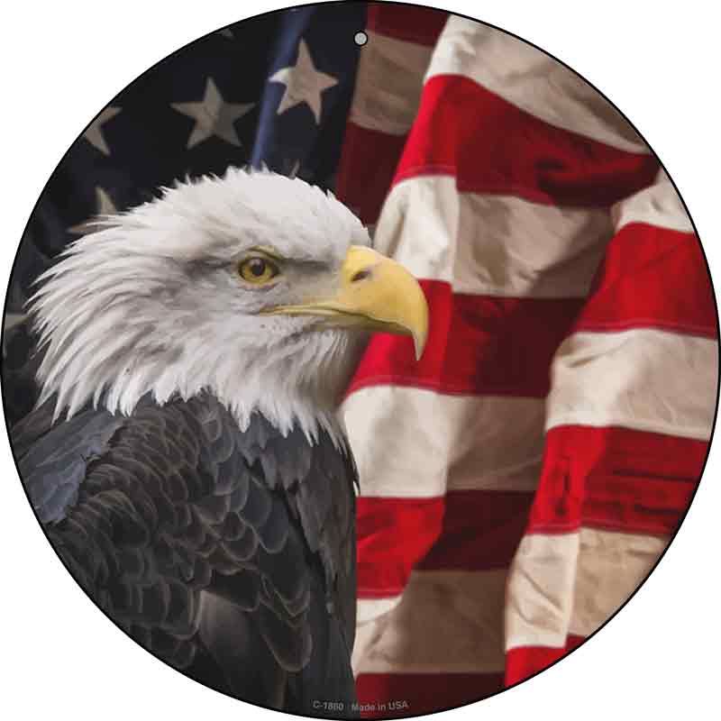 Bald Eagle American Flag Wholesale Novelty Metal Circle SIGN C-1860