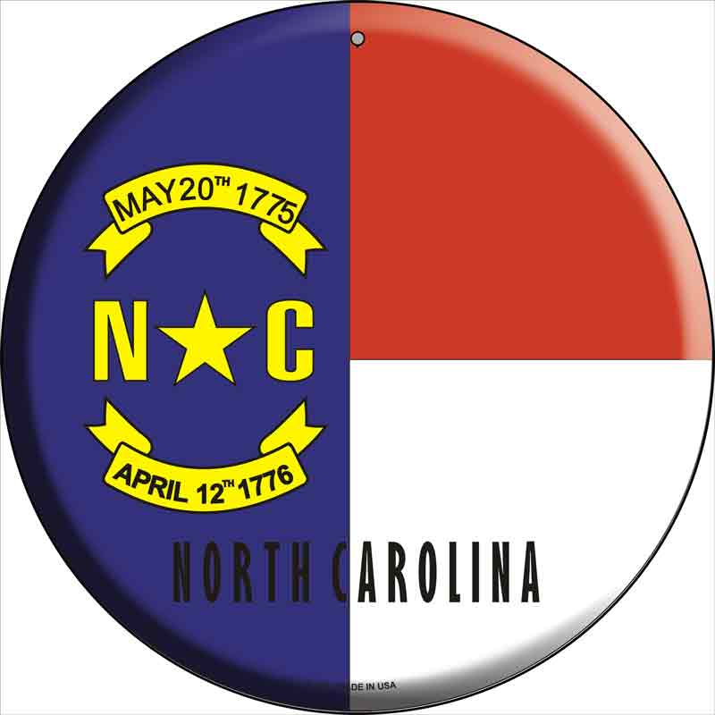 North Carolina State FLAG Wholesale Metal Circular Sign