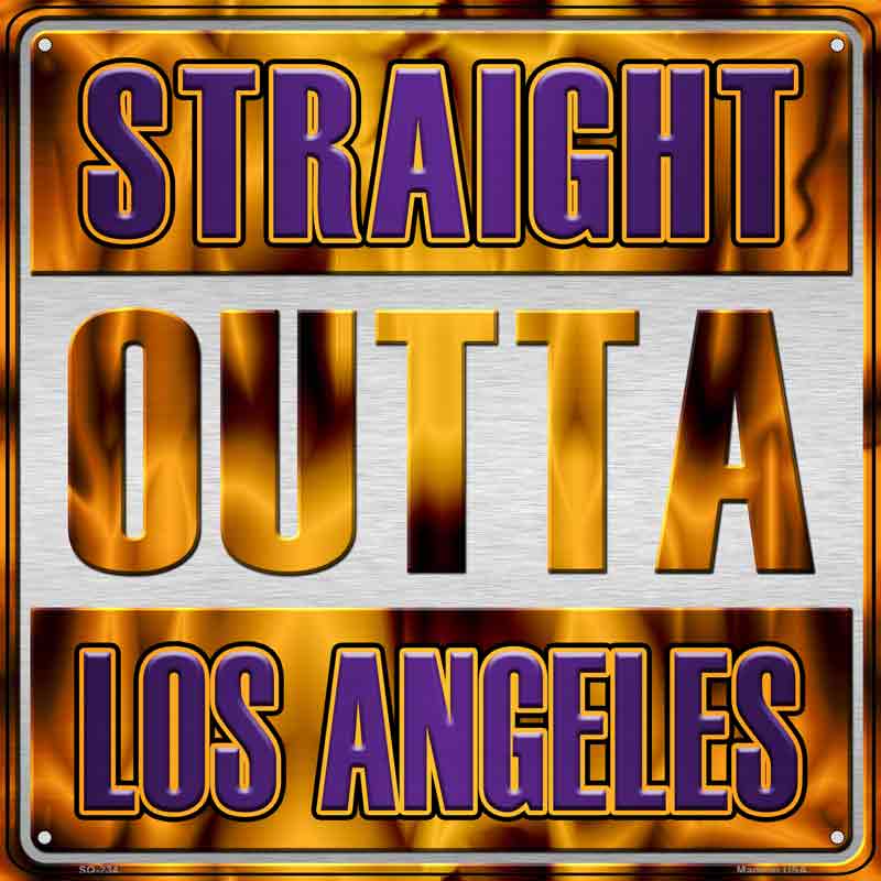 Straight Outta Los Angeles Purple Wholesale Novelty Metal Square Sign
